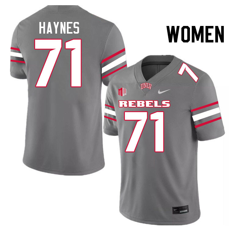 Women #71 Ed Haynes UNLV Rebels College Football Jerseys Stitched-Grey